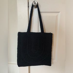 Black crochet boho summer beach tote